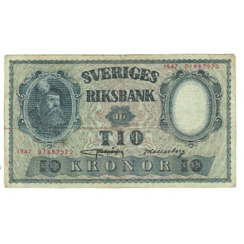 Billete, 10 Kronor, 1947, Suecia, KM:43a, MBC