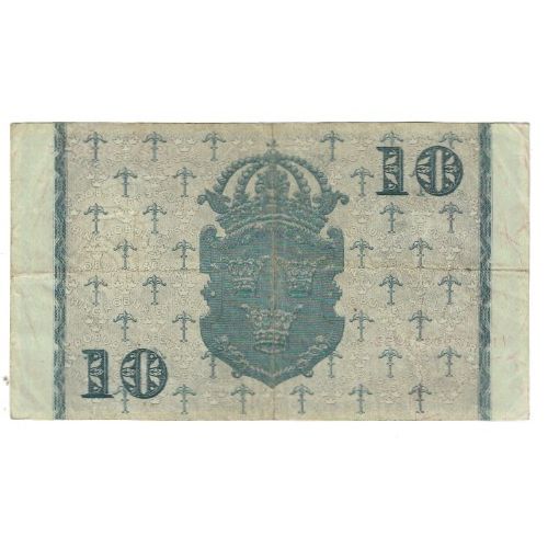 Biljet, Zweden, 10 Kronor, 1945, KM:43a, TTB