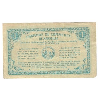 France, Marseille, 1 Franc, 1914, AU(50-53), Pirot:79-11