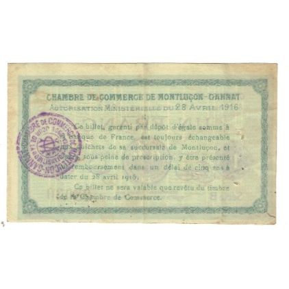 France, Montluçon, 1 Franc, 1916, EF(40-45), Pirot:84-58