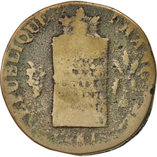 France, 2 sols aux balances daté, 1793, Rouen, VG(8-10), Bronze, KM 621.3