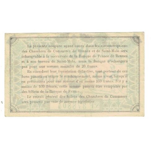 France, Rennes et Saint-Malo, 50 Centimes, 1915, SPL, Pirot:105-13