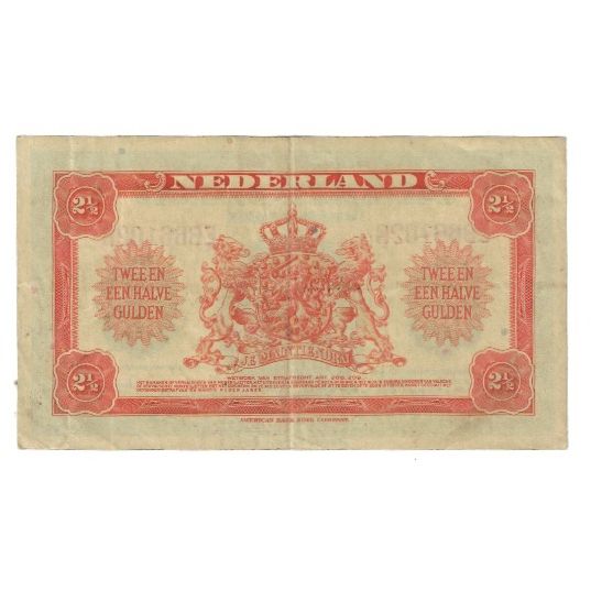 Banknote, Netherlands, 2 1/2 Gulden, 1943, 1943-02-04, KM:65a, EF(40-45)