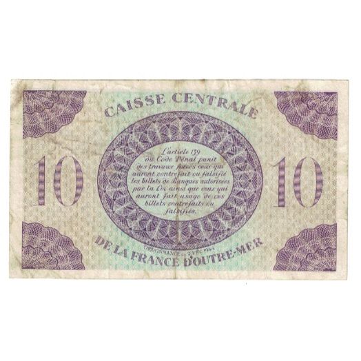 Banknote, Guadeloupe, 10 Francs, 1944, 1944-02-02, KM:27A, EF(40-45)