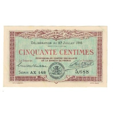 France, Chambéry, 50 Centimes, 1916, UNC(65-70), Pirot:44-11