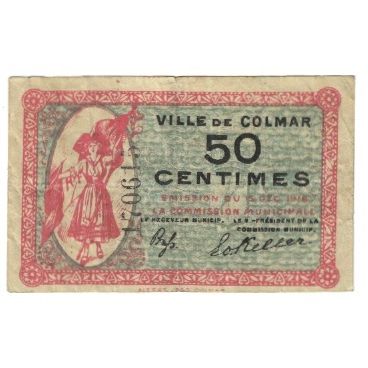 Frankrijk, Colmar, 50 Centimes, 1920, Emission Municipale, TB, Pirot:130-1