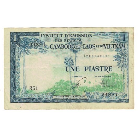 Banknote, FRENCH INDO-CHINA, 1 Piastre = 1 Dong, Undated (1954), KM:105