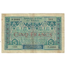 Biljet, Marokko, 5 Francs, KM:9, TB
