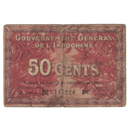Banknote, FRENCH INDO-CHINA, 50 Cents, Undated (1939), KM:87c, VF(20-25)