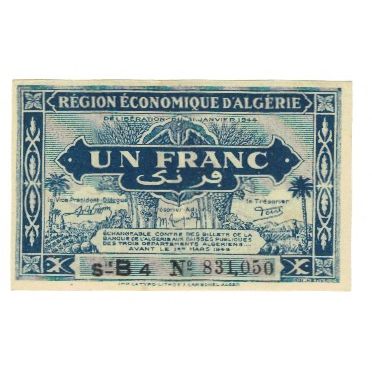 Banknote, Algeria, 1 Franc, 1944, 1944-01-31, KM:101, EF(40-45)