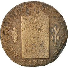 France, Sol aux balances françoise, 1793, Lille, B, Bronze, KM:619.12, Gadoury19