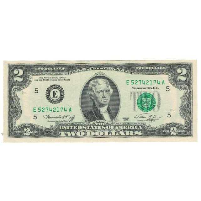 Billete, Two Dollars, 1976, Estados Unidos, UNC