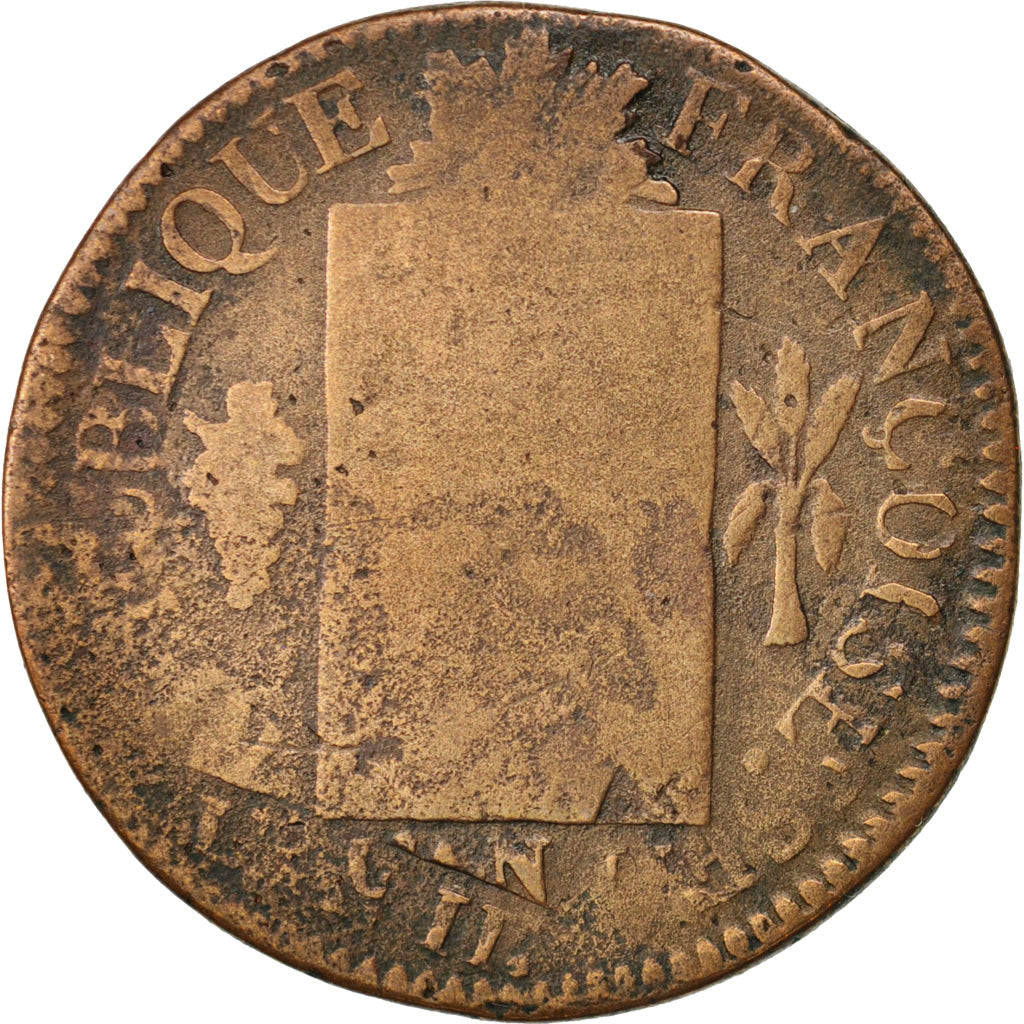 France, Sol aux balances françoise, 1793, Strasbourg, VG(8-10), Bronze, KM 619.4