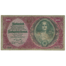 Billet, Autriche, 5000 Kronen, 1922, 1922-01-02, KM:79, TTB