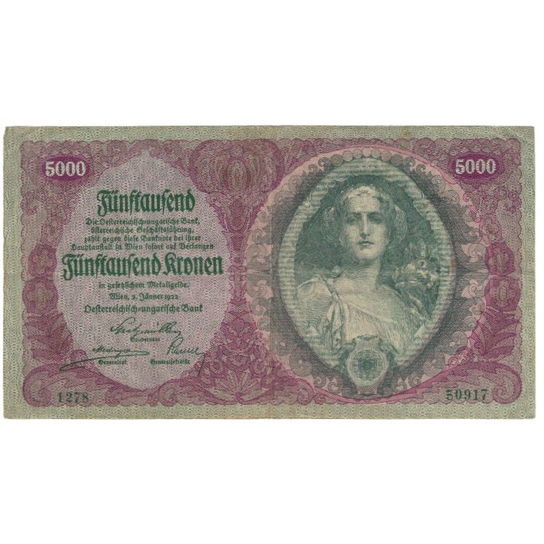 Banknote, Austria, 5000 Kronen, 1922, 1922-01-02, KM:79, EF(40-45)