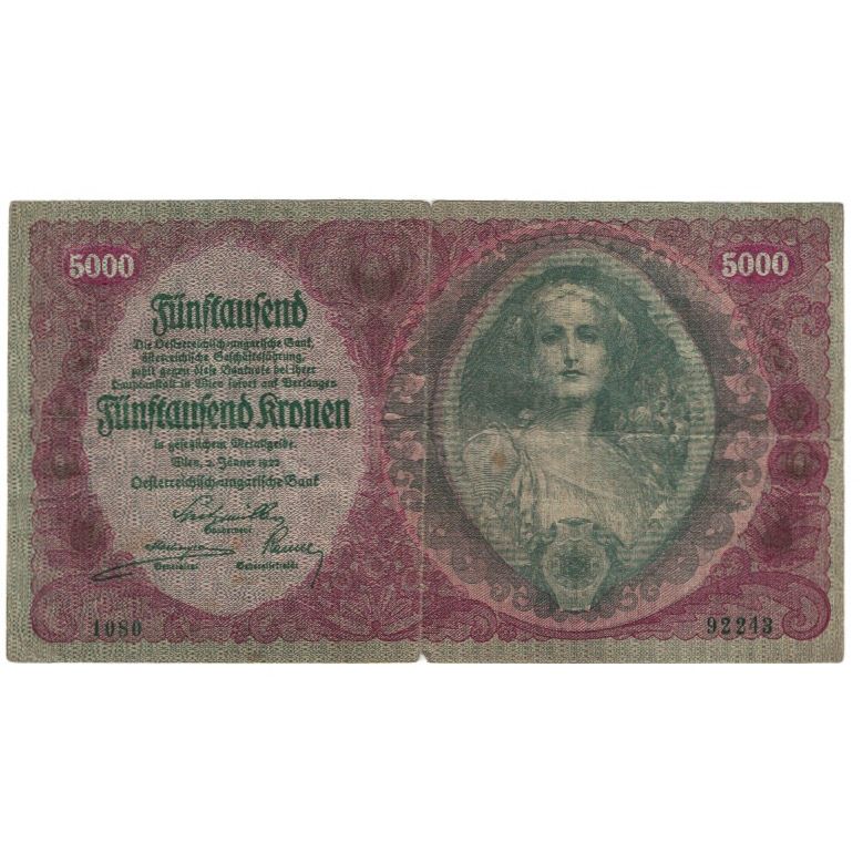 Banknote, Austria, 5000 Kronen, 1922, 1922-01-02, KM:79, EF(40-45)
