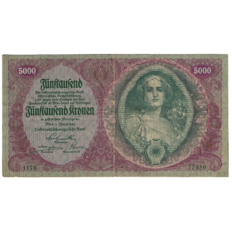 Geldschein, Österreich, 5000 Kronen, 1922, 1922-01-02, KM:79, SS