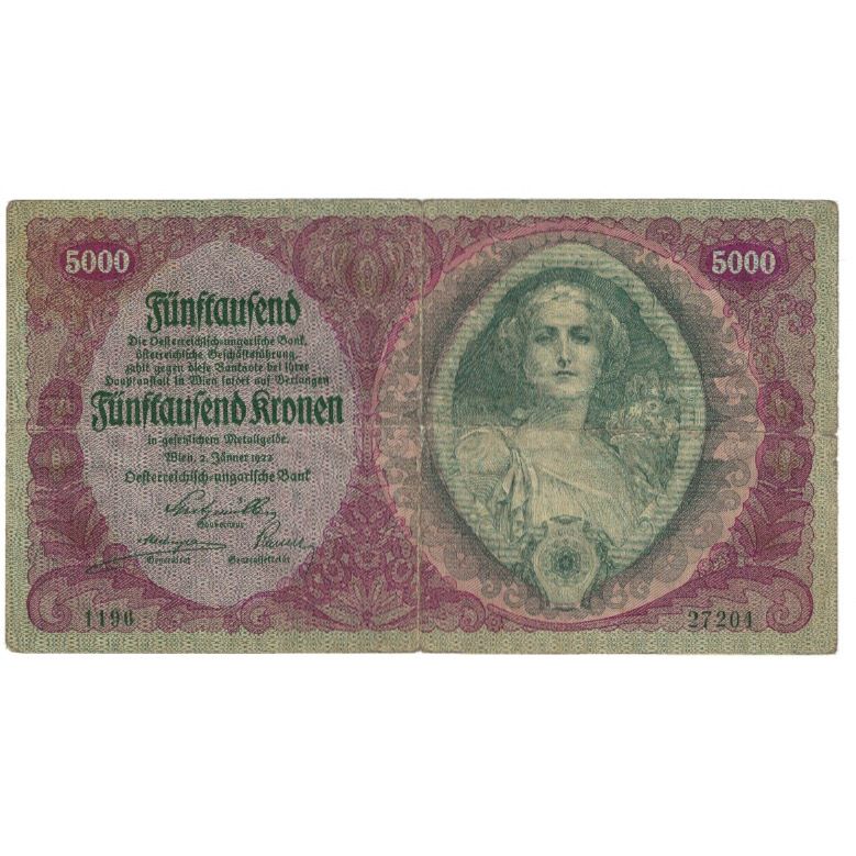 Geldschein, Österreich, 5000 Kronen, 1922, 1922-01-02, KM:79, SS