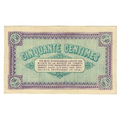 France, Chalon-s-/-Saône, Autun & Louhans, 50 Centimes, 1920, Chambre de
