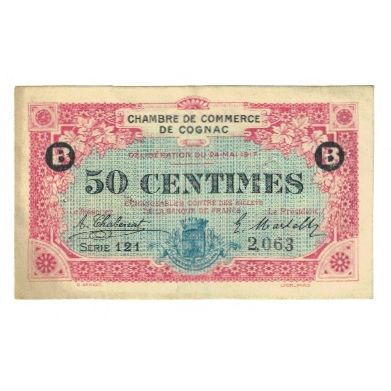 France, Cognac, 50 Centimes, 1917, EF(40-45), Pirot:49-1