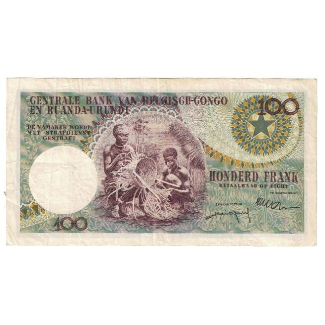 Banknote, Belgian Congo, 100 Francs, 1960, 1960-09-01, KM:33b, EF(40-45)