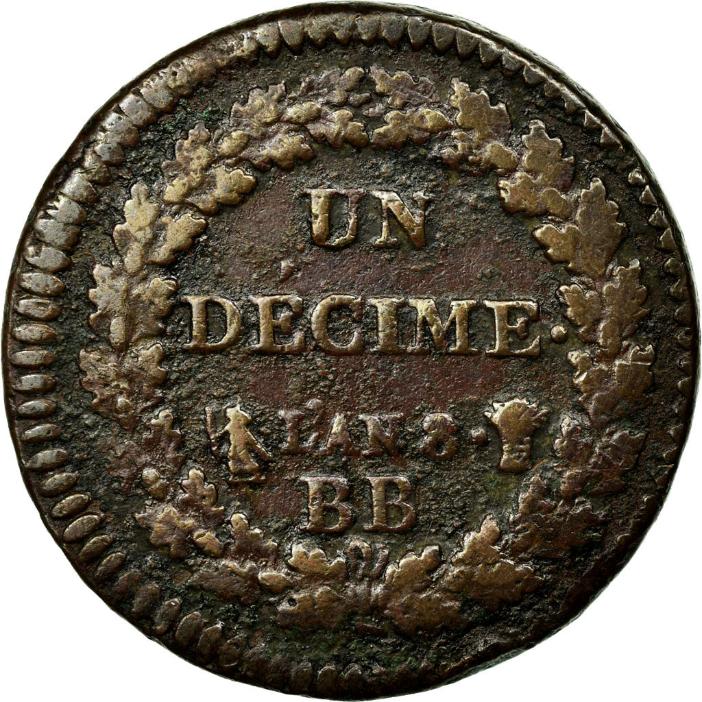 Coin, France, Dupré, Decime, 1799, Strasbourg, VF(30-35), Bronze, KM:644.4