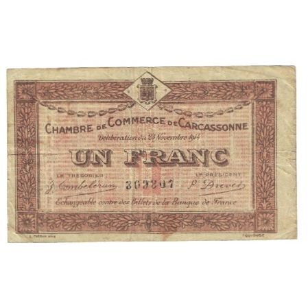 Francia, Carcassonne, 1 Franc, 1914, MB, Pirot:38-6