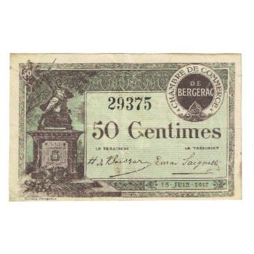 France, Bergerac, 50 Centimes, 1917, TTB, Pirot:24-24