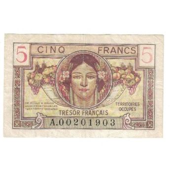 Frankreich, 5 Francs, 1947 French Treasury, 1947, SS, Fayette:VF29.1, KM:M6a