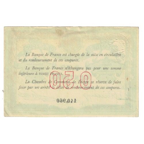 France, Dieppe, 50 Centimes, Chambre de Commerce, EF(40-45), Pirot:52-1