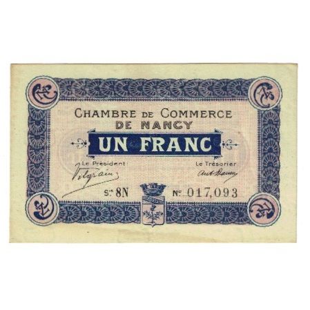 Francia, Nancy, 1 Franc, 1917, Chambre de Commerce, BB, Pirot:87-08