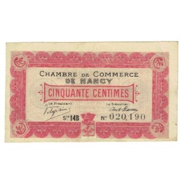 France, Nancy, 50 Centimes, 1920, EF(40-45), Pirot:87-1