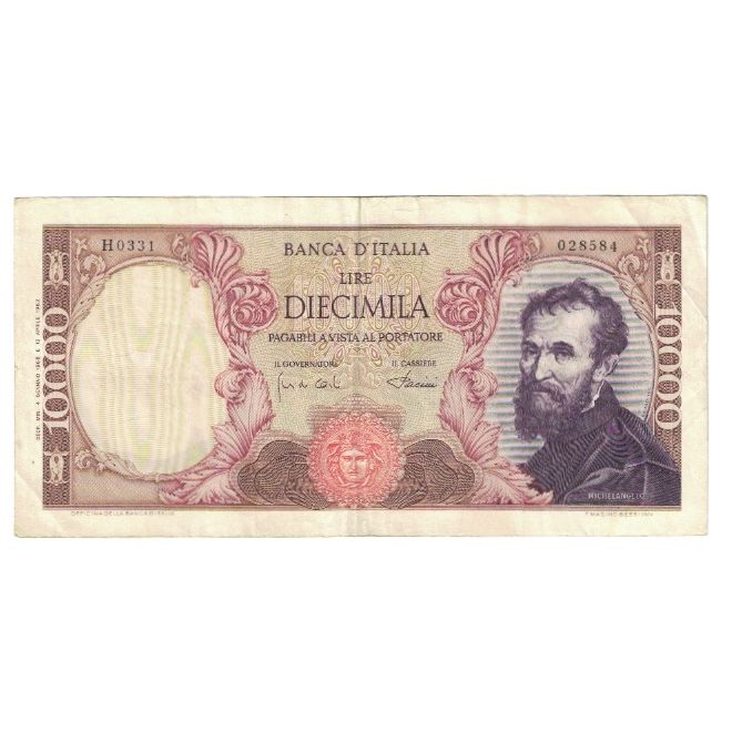 Banknote, Italy, 10,000 Lire, 1968, 1968-01-04, KM:97f, EF(40-45)