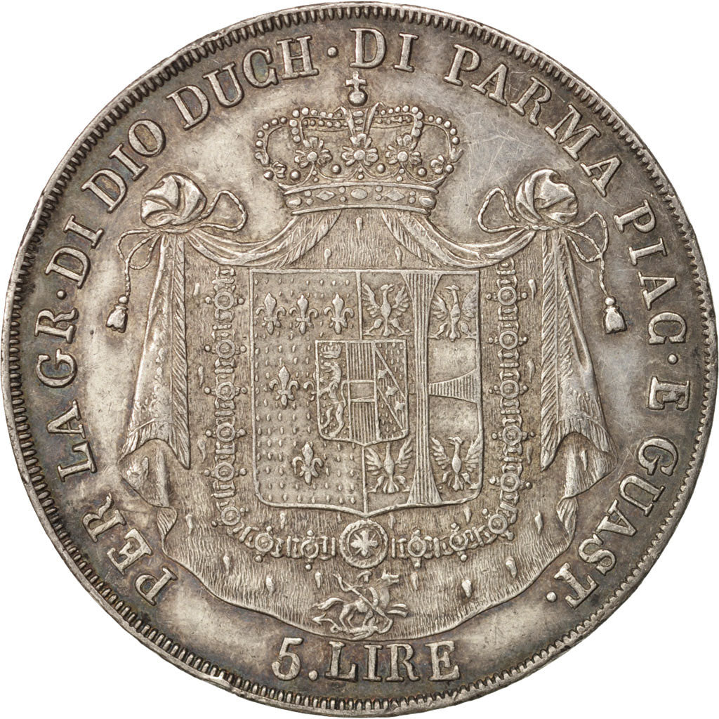 ITALIAN STATES, PARMA, Maria Luigia, 5 Lire, 1815, Milan, EF(40-45), Silver,KM30