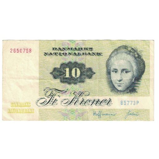 Billete, 10 Kroner, 1975, Dinamarca, KM:48e, MBC