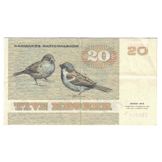 Banknote, Denmark, 20 Kroner, 1979-1988, KM:49a, EF(40-45)