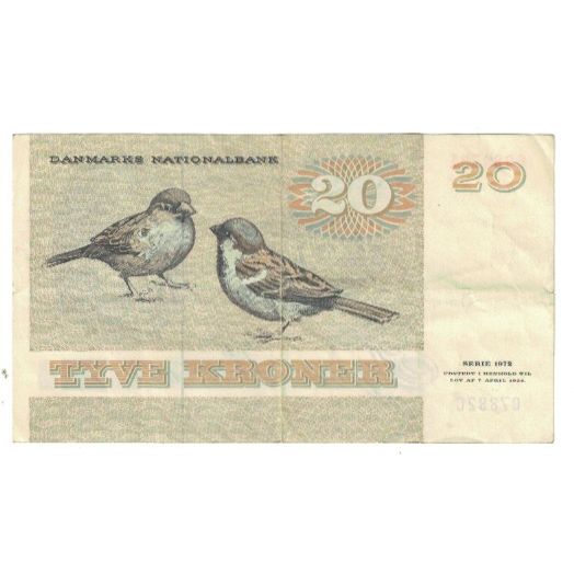 Billete, 20 Kroner, 1979-1988, Dinamarca, KM:49a, MBC