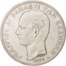 Greece, George I, 5 Drachmai, 1875, Paris, VF(20-25), Silver, KM:46