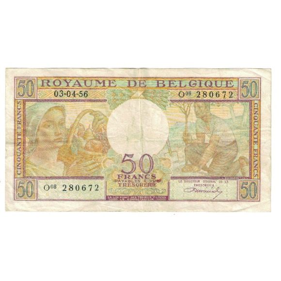 Banknote, Belgium, 50 Francs, 1956, 1956-04-03, KM:133b, EF(40-45)