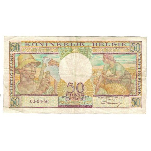 Banknote, Belgium, 50 Francs, 1956, 1956-04-03, KM:133b, EF(40-45)