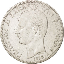 Greece, George I, 5 Drachmai, 1876, Paris, VF(20-25), Silver, KM:46