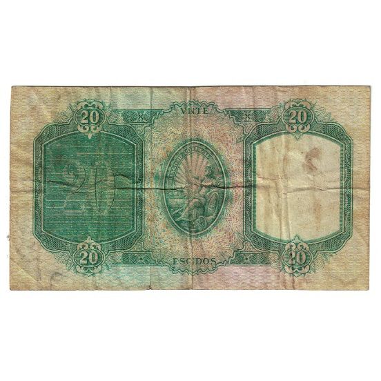 Geldschein, Portugal, 20 Escudos, 1954, 1954-05-25, KM:153a, SS