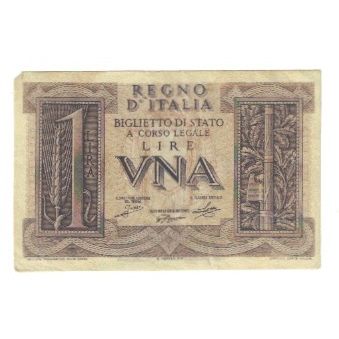 Banknote, Italy, 1 Lira, KM:26, EF(40-45)