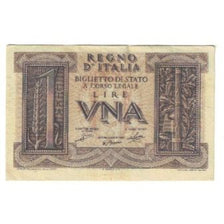 Banknot, Włochy, 1 Lira, KM:26, EF(40-45)