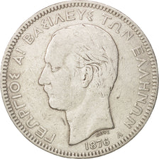 Griechenland, George I, 5 Drachmai, 1876, Paris, VF(20-25), Silver, KM:46