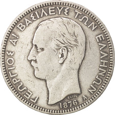 Greece, George I, 5 Drachmai, 1876, Paris, VF(20-25), Silver, KM:46