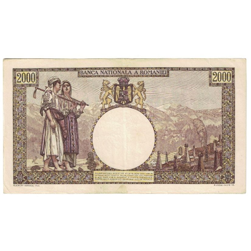 Banknote, Romania, 2000 Lei, 1944, 1944-10-10, KM:53a, EF(40-45)