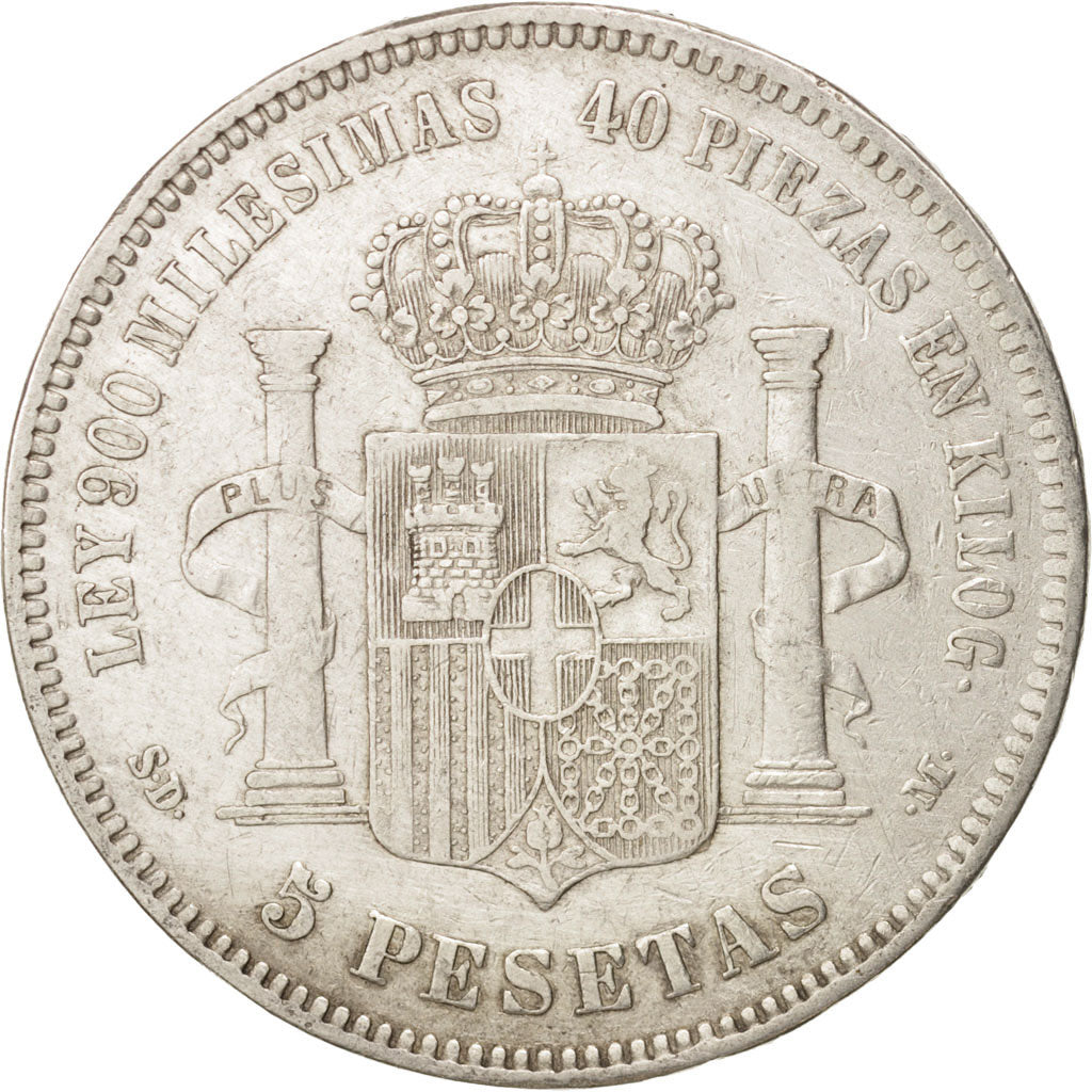 Spain, Amadeao I, 5 Pesetas, 1871 (71), Madrid, EF(40-45), Silver, KM:666