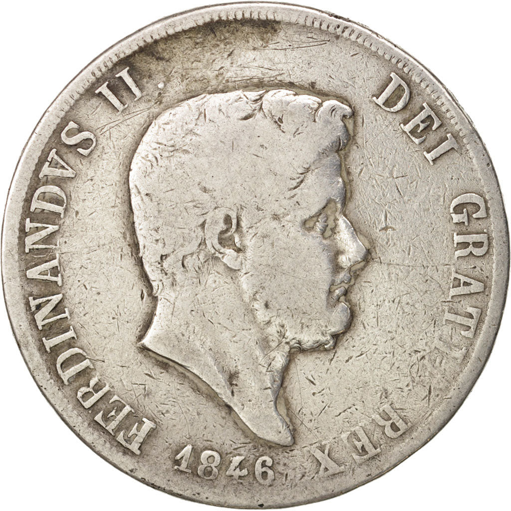 États italiens, NAPLES, Ferdinando II, 120 Grana, 1846, TB, Argent, KM:346