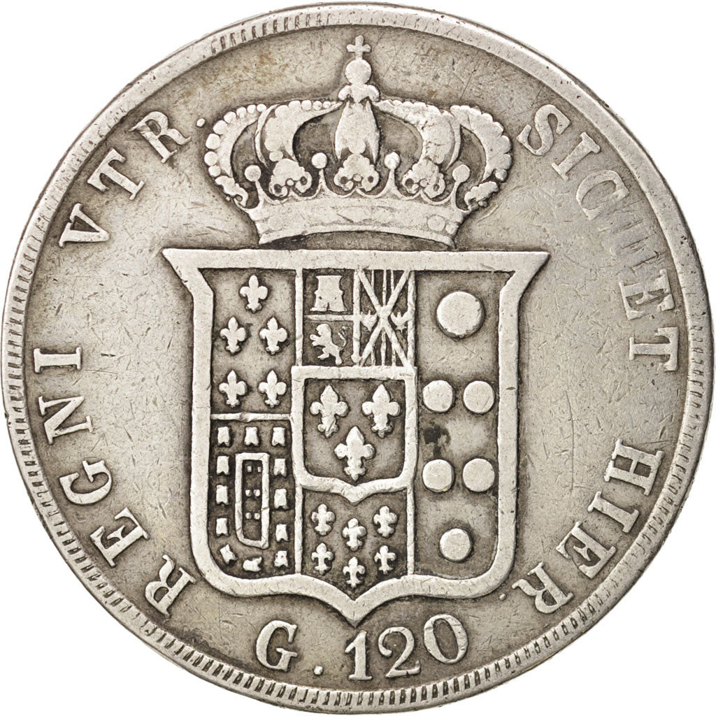 États italiens, NAPLES, Ferdinando II, 120 Grana, 1846, TB, Argent, KM:346